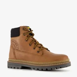 Braqeez Leren jongens veterboots cognac Hot