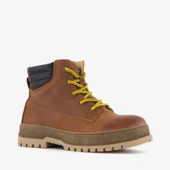 TwoDay Leren jongens veterboots met gele veters Outlet