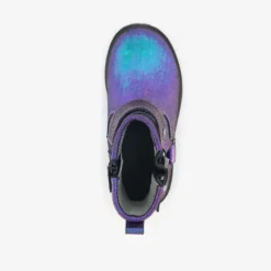 Stap Leren meisjes biker boots met glitters paars Clearance