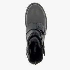 Groot Leren meisjes biker boots zwart Sale