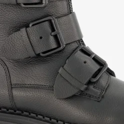 Groot Leren meisjes biker boots zwart Sale