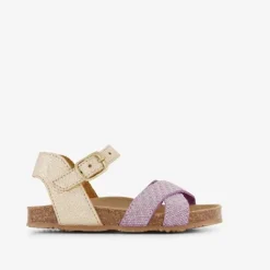 Groot Leren meisjes bio slippers paars goud Sale