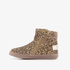 Groot Leren meisjes boots met panterprint bruin Outlet