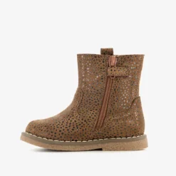 Stap Leren meisjes boots met stippen bruin Discount