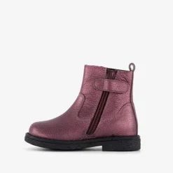 Groot Leren meisjes enkellaarsjes metallic paars Discount