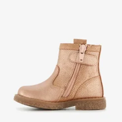 Groot Leren meisjes enkellaarsjes goud Hot