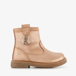 Groot Leren meisjes enkellaarsjes goud Hot