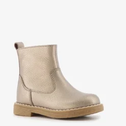 Groot Leren meisjes enkellaarsjes goud Sale