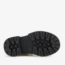 Stap Leren meisjes veterboots goud zwart Clearance