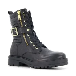 Braqeez Leren meisjes veterboots zwart Discount