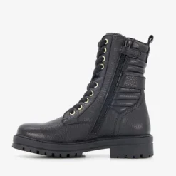 Braqeez Leren meisjes veterboots zwart Discount