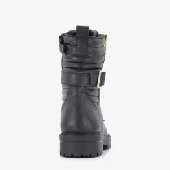 Braqeez Leren meisjes veterboots zwart Discount