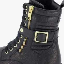Braqeez Leren meisjes veterboots zwart Discount