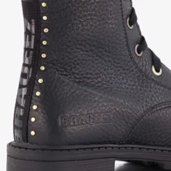 Braqeez Leren meisjes veterboots zwart Sale