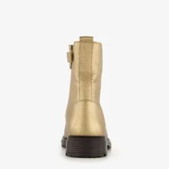 Groot Leren meisjes veterboots metallic goud Hot