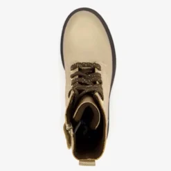 Groot Leren meisjes veterboots metallic goud Hot