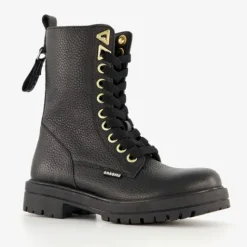 Braqeez Leren meisjes veterboots zwart Clearance