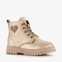Groot Leren meisjes veterboots met hartje goud Best