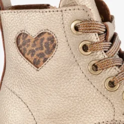 Groot Leren meisjes veterboots met hartje goud Best