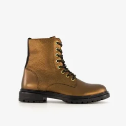 Groot Leren meisjes veterboots brons Online