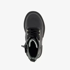 TwoDay Leren meisjes veterboots zwart met smiley Discount