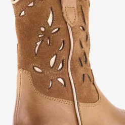 Groot Leren meisjes western boots cognac