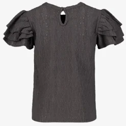 MyWay Meisjes broderie shirt met pofmouwen grijs Best