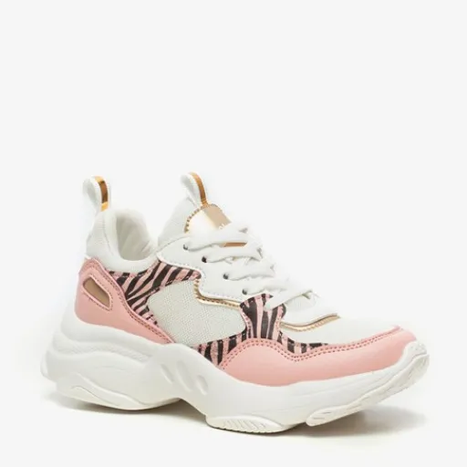 Blue Box Meisjes dad sneakers wit roze zebraprint Sale