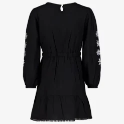 TwoDay Meisjes jurk met geborduurde mouwen zwart