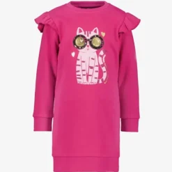 TwoDay Meisjes jurk met ruches roze Hot