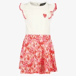 TwoDay Meisjes jurk wit met roze print Best