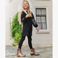 TwoDay Meisjes jurk zwart met geborduurde details Discount