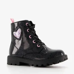 Blue Box Meisjes lak veterboots zwart met glitters Clearance
