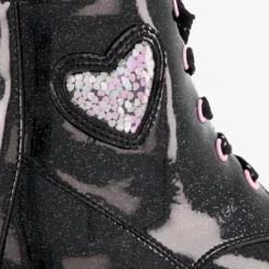 Blue Box Meisjes lak veterboots zwart met glitters Clearance