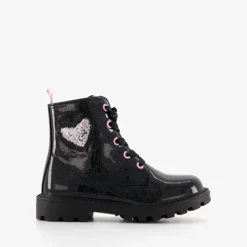 Blue Box Meisjes lak veterboots zwart met glitters Clearance