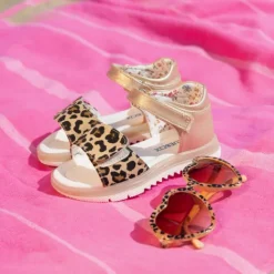 Blue Box Meisjes sandalen met panterprint goud Sale