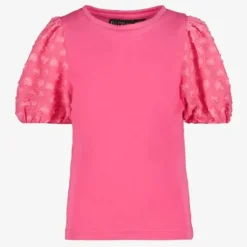 TwoDay Meisjes T-shirt met hartjes pofmouwen roze Best