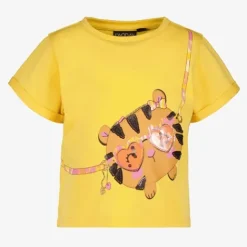 TwoDay Meisjes T-shirt met kat geel Online
