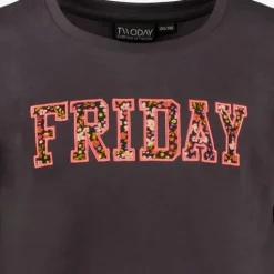 TwoDay Meisjes T-shirt met tekstopdruk zwart New