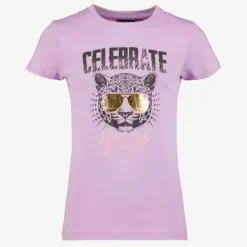 TwoDay Meisjes T-shirt met tijgerkop lila Outlet