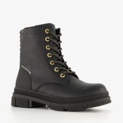 Blue Box Meisjes veterboots zwart goud