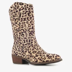 Blue Box Meisjes western laarzen met panterprint beige New