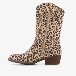 Blue Box Meisjes western laarzen met panterprint beige New