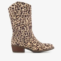 Blue Box Meisjes western laarzen met panterprint beige New