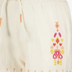 TwoDay Mousseline short met roze borduursels Discount