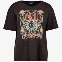 TwoDay Oversized dames T-shirt acid wash zwart