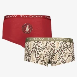TwoDay 2-pack meisjes boxershorts luipaard rood