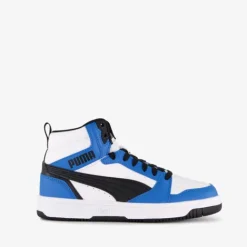 Puma Rebound V6 Mid hoge jongens sneakers blauw wit Discount