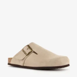 Hush Puppies Suede dames clogs taupe Discount
