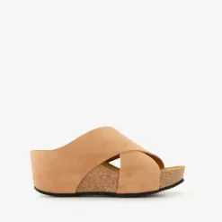 Hush Puppies Suede dames slippers sleehak cognac Online